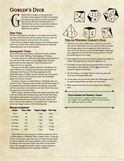 dnd dice gambling games|Gambling in 5e: Poker Dice and Roulette! : r/DnDBehindTheScreen .